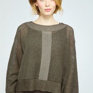 LIV by Habitat Women's Modern Gray and Yellow Knit Sweater quiet luxury casual